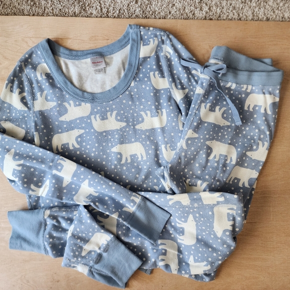 Hanna Andersson Periwinkle Snow And Polar Bear Pajama Set Women's Small - Picture 1 of 8
